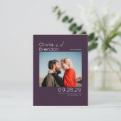 Save The Date Moderne Elegant Eggplant Purple Enregistrer la dat (Debout devant)