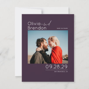 Save The Date Moderne Elegant Eggplant Purple Enregistrer la dat