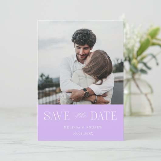 Save The Date Moderne élégant Enregistrer la date Lavender (Debout devant)