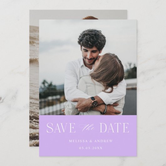 Save The Date Moderne élégant Enregistrer la date Lavender (Devant / Derrière)