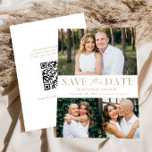 Save The Date Moderne Elegant Gold 3 Photo Code QR