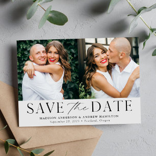 Save The Date Moderne Élégant Gris Clair 2 Photo