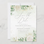 Save The Date Moderne Elégant Mariage de verdure fleurie (Devant)