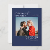 Save The Date Moderne Elegant Navy Bleu Enregistrer la photo Dat (Devant)