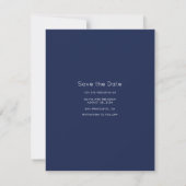 Save The Date Moderne Elegant Navy Bleu Enregistrer la photo Dat (Dos)