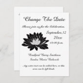 Save The Date Moderne Elégant, noir blanc Nénuphar Floral (Devant / Derrière)