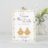 Save The Date Moderne Élégant Parfait Mariage Paire Enregistrer  (Debout devant)