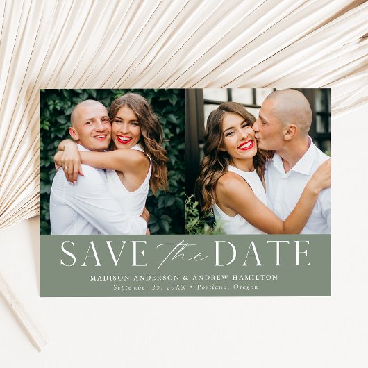 Save The Date Moderne Elegant Sage Green 2 Photo