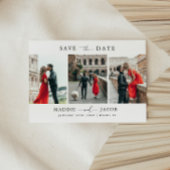 Save The Date Moderne Élégant Script 3 Photo Mariage