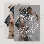 Save The Date Moderne Élégant Script Photo Mariage (Devant / Derrière)