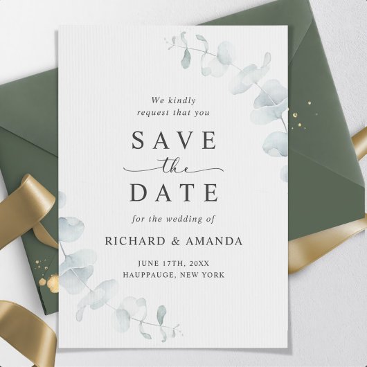 Save The Date Moderne Elégant Verdure Mariage minimaliste