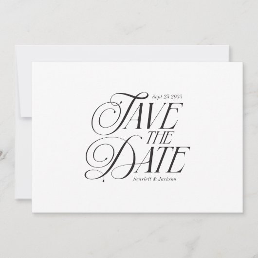 Save The Date Moderne Élégante calligraphie Simple Mariage (Devant)