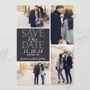 Save The Date Moderne Enregistrer La Date Collage 4-Photo