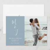 Save The Date Moderne Enregistrer La Date Poudre Bleu (Devant / Derrière)