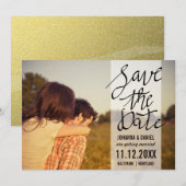 Save The Date Moderne Enregistrer la date Typographie Couple Pho (Devant / Derrière)
