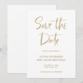 Save The Date Moderne et élégant | Faux Gold Look Mariage (Devant / Derrière)