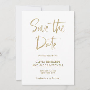 Save The Date Moderne et élégant   Faux Gold Look Mariage