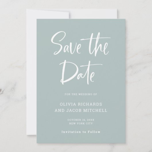 Save The Date Moderne et élégant | Mariage en verre marin (Devant)