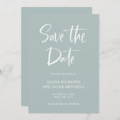 Save The Date Moderne et élégant | Mariage en verre marin (Devant / Derrière)