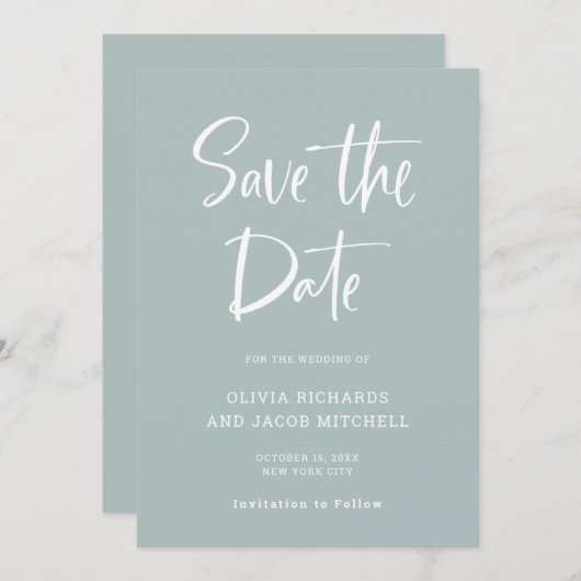 Save The Date Moderne et élégant | Mariage en verre marin (Devant / Derrière)