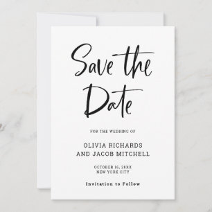 Save The Date Moderne et élégant Mariage noir et blanc
