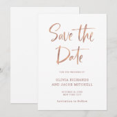 Save The Date Moderne et élégant | Mariage or Rose Faux (Devant / Derrière)