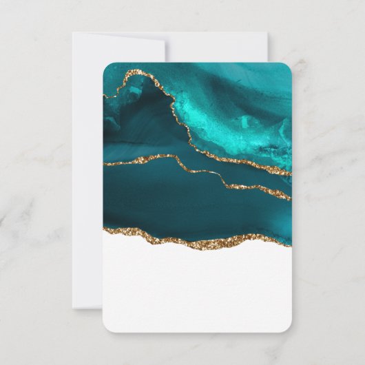 Save The Date Moderne et élégant Turquoise Or & Blanc Agate Mari (Dos)