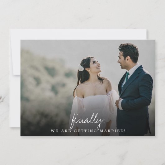 Save The Date Moderne et simple Finalement calligraphie plat (Devant)