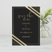 Save The Date Moderne faux or géométrique noir (Debout devant)