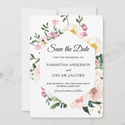 Save The Date Moderne Floral Coloré  (Devant)