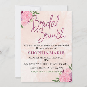 Save The Date Moderne floral rose poudré aquarelle brunch de mar