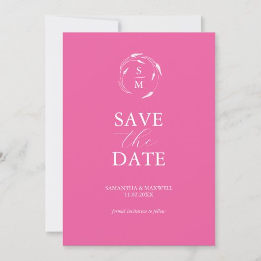 Save The Date Moderne Fuchsia Rose Minimal Enregistrer La Date (Devant)