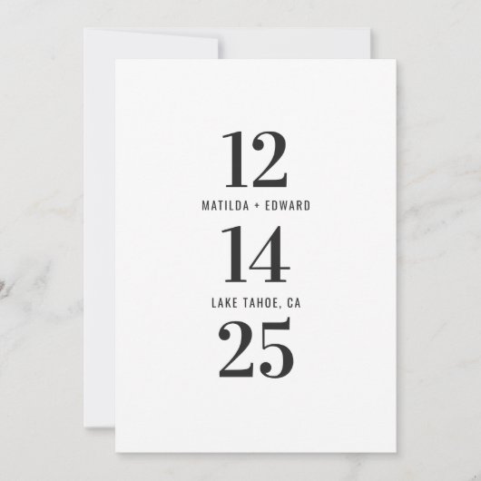 Save The Date Moderne, graphique, typographie mariage monochrome (Devant)