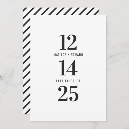 Save The Date Moderne, graphique, typographie mariage monochrome (Devant / Derrière)