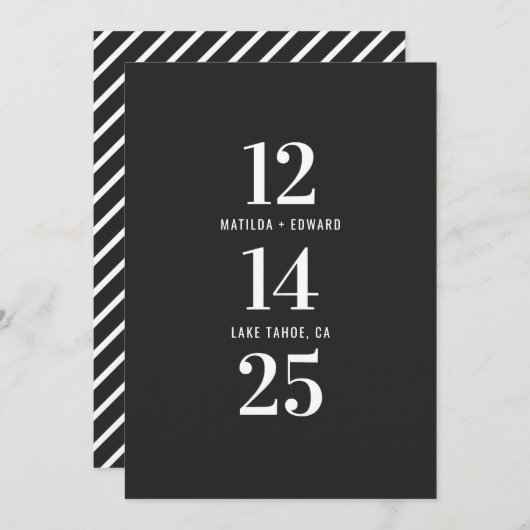 Save The Date Moderne, graphique, typographie mariage monochrome (Devant / Derrière)