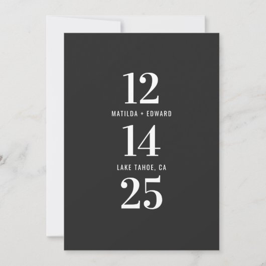 Save The Date Moderne, graphique, typographie mariage monochrome (Devant)