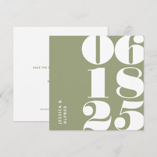 Save The Date Moderne Gras Sage Vert Grand Date Mariage