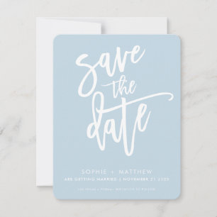 SAVE THE DATE moderne kalligrafie script bord blau