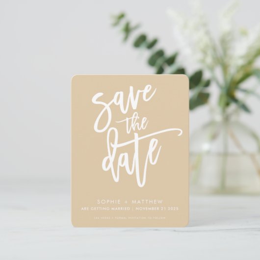 SAVE THE DATE moderne kalligrafie script salie tar (Staand voorkant)