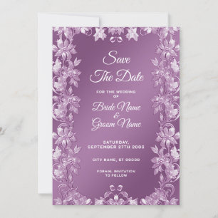 Save The Date Moderne Lilac Floral Économisez La Date