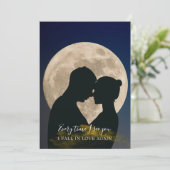 Save The Date Moderne Lune romantique Couple Silhouette (Debout devant)