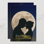 Save The Date Moderne Lune romantique Couple Silhouette (Devant / Derrière)