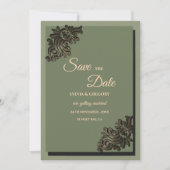 Save The Date Moderne Luxe ton Terre Sage Vert & Or Classic (Devant)