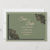 Save The Date Moderne Luxe ton Terre Sage Vert & Or Classic (Devant)
