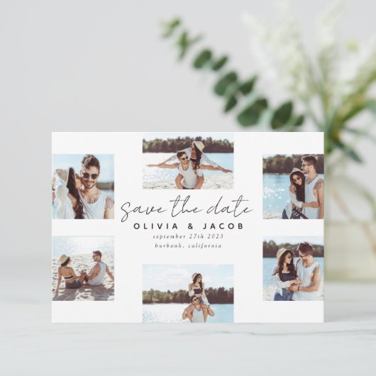 Save The Date Moderne manuscrit 6 Mariage photo (Debout devant)