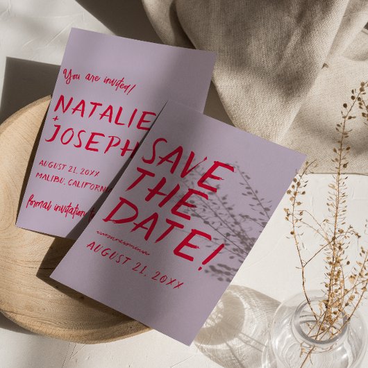 Save The Date Moderne manuscrit brillant Funky Bold Retro Mariag