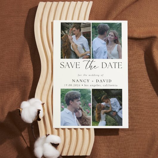 Save The Date Moderne mariage à typographie de script de collage