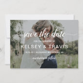 Save The Date Moderne Mariage Élégant Photo Script Simple (Devant)