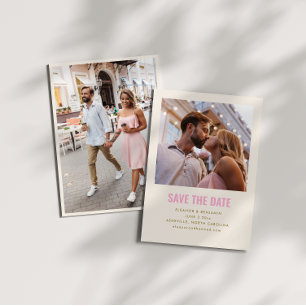 Save The Date Moderne Mariage Minimaliste Rose Pâle et Or