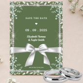Save The Date Moderne Mariage Pailleté au Vert Sauge et Eucalypt